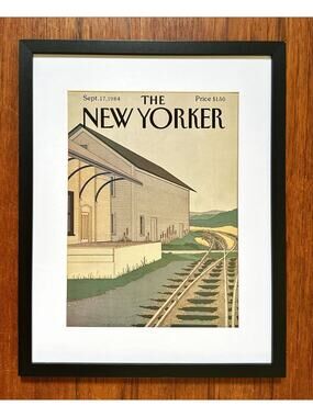Framed 1984 New Yorker Magazine Sept. 17 Cover Gretchen Dow Simpson Traintracks